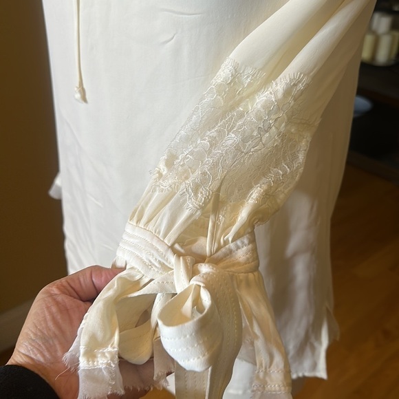 Tory Burch Christy Boat Neck, Lace Inset Long Sleeve Silk Blouse Small - Picture 8 of 12